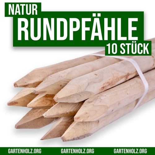 10x rundpfahl zaunpfahl - rundpfahl, holz